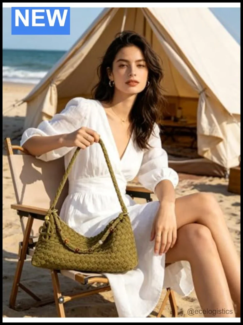 Woven Suede Hobo Handbag Shoulder Bag Tote with Magnetic Closure